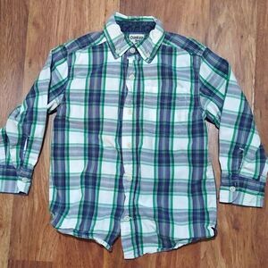 5/$25 kids 5 button down blue green plaid